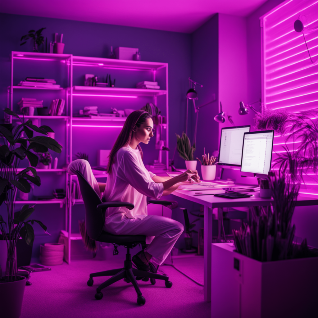 Image of a female content creator working in an office